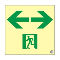日本緑十字社 高輝度蓄光避難誘導ステッカー標識 ←非常口→ 蓄光SN2943 200×200mm 消防認定品 360943