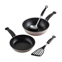 貝印 Nyammy フライパン・炒め鍋・お玉・ビーター 4点セット(ウォームグレー) #RC5061 1セット