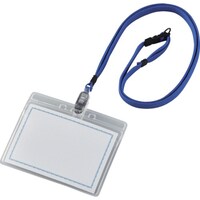 日本緑十字社 緑十字 吊り下げ名札 本体:クリア ストラップ:青 ソフトケース 10枚組 吊名札131BL