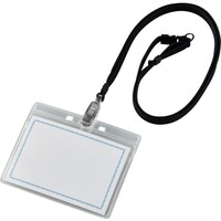 日本緑十字社 緑十字 吊り下げ名札 本体:クリア ストラップ:黒 ソフトケース 10枚組 吊名札131BK