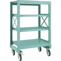 トラスコ中山 TRUSCO R3型ボルト式中量棚W900XD600XH1400 4段 Φ150 ゴムキャスター付 R34364G150 1台