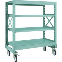 トラスコ中山 TRUSCO R3型ボルト式中量棚W1200XD600XH1400 4段 Φ150 ゴムキャスター付 R34464G150 1台