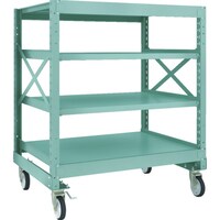 トラスコ中山 TRUSCO R3型ボルト式中量棚W1200XD900XH1400 4段 Φ150 ゴムキャスター付 R34494G150 1台