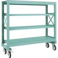 トラスコ中山 TRUSCO R3型ボルト式中量棚W1500XD500XH1400 4段 Φ150 ゴムキャスター付 R34554G150 1台