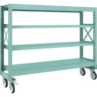 トラスコ中山 TRUSCO R3型ボルト式中量棚W1800XD500XH1400 4段 Φ150 ゴムキャスター付 R34654G150 1台