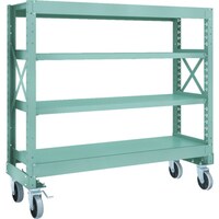 トラスコ中山 TRUSCO R3型ボルト式中量棚W1500XD500XH1400 4段 Φ150 ウレタンキャスター付 R34554U150 1台