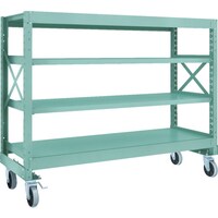 トラスコ中山 TRUSCO R3型ボルト式中量棚W1800XD600XH1400 4段 Φ150 ウレタンキャスター付 R34664U150 1台