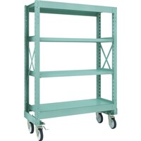 トラスコ中山 TRUSCO R3型ボルト式中量棚W1200XD500XH1700 4段 Φ150 ゴムキャスター付 R35454G150 1台
