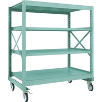 トラスコ中山 TRUSCO R3型ボルト式中量棚W1500XD900XH1700 4段 Φ150 ゴムキャスター付 R35594G150 1台