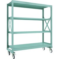 トラスコ中山 TRUSCO R3型ボルト式中量棚W1800XD600XH2000 4段 Φ150 ゴムキャスター付 R36664G150 1台