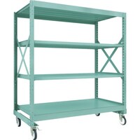 トラスコ中山 TRUSCO R3型ボルト式中量棚W1800XD900XH2000 4段 Φ150 ゴムキャスター付 R36694G150 1台