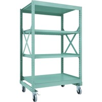 トラスコ中山 TRUSCO R3型ボルト式中量棚W1200XD900XH2000 4段 Φ150 ウレタンキャスター付 R36494U150 1台