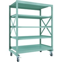 トラスコ中山 TRUSCO R3型ボルト式中量棚W1500XD900XH2000 5段 Φ150 ウレタンキャスター付 R36595U150 1台