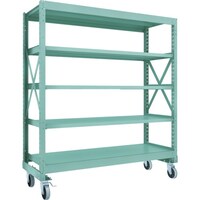 トラスコ中山 TRUSCO R3型ボルト式中量棚W1800XD600XH2000 5段 Φ150 ウレタンキャスター付 R36665U150 1台