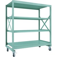 トラスコ中山 TRUSCO R3型ボルト式中量棚W1800XD900XH2000 4段 Φ150 ウレタンキャスター付 R36694U150 1台