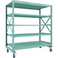 トラスコ中山 TRUSCO R3型ボルト式中量棚W1800XD900XH2000 5段 Φ150 ウレタンキャスター付 R36695U150 1台