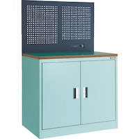 トラスコ中山 TRUSCO フリッパードアキャビネット 1010X650 天板・パンチングパネル付 グリーン色 FPB302TCP 1台