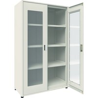 トラスコ中山 TRUSCO M3型ユニット中量棚 両開きアクリル扉・背・側パネル付 H2100XW1200 単体 M3U7465SGA 1台