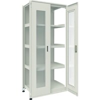 トラスコ中山 TRUSCO M3型ユニット中量棚 両開きアクリル扉・背パネル付 H2100XW900 連結 M3U7365SAB 1台