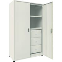 トラスコ中山 TRUSCO M3型ユニット中量棚 両開き扉・背・側パネル付 H2100XW1200 引出3段付 単体 M3U7464H3SGR 1台