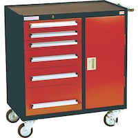 大阪製罐 OS マルチワゴン 間口720×奥行420×高さ807mm(ブラック&レッド色) MCWBR 1台