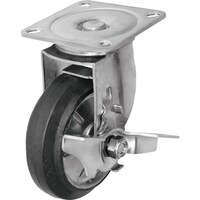 シシク シシク ステンレスキャスター 自在ストッパー付 125径 ゴム車