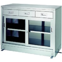 シンコー シンコー ステンレス保管庫 一段式ベース付 LDG型 (引出・ガラス戸) 900×450×950 LDG9045 1台