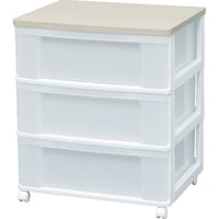 アイリスオーヤマ IRIS 226127 ウッドトップチェスト ホワイト/フレンチオーク W653PWF 1台