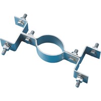 日本緑十字社 緑十字 平リブ用取付金具 丸型ポール/両面表示用 金具763UW 適合ポール径:76.3mmΦ アルミ製