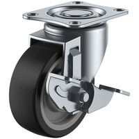 ユーエイキャスター ユーエイ プレート式 自在 キャスター ゴム 車輪径75mm ストッパー付き Sタイプ SGDS型 取付寸法55×42