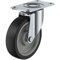 ユーエイキャスター ユーエイ プレート式 自在 キャスター ゴム 車輪径75mm SILENTタイプ SFHG型 取付寸法55×42