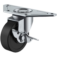 ユーエイキャスター ユーエイ プレート式 自在 キャスター ゴム 車輪径65mm ストッパー付き Sタイプ SGCS型 取付寸法139×55×42