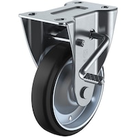 ユーエイキャスター ユーエイ プレート式 固定 キャスター ゴム 車輪径150mm ストッパー付き PMタイプ PMRLB(R)型 取付寸法112×50(100×56)