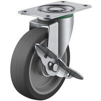 ユーエイキャスター ユーエイ プレート式 自在 ステンレスキャスター エラストマー 車輪径75mm ストッパー付き Eタイプ SUSES型 取付寸法56×28