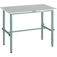 トラスコ中山 TRUSCO 軽荷重作業台高さ調節式(150kg)RAEM2型 RoHS2対応天板 1200X750XH650ー950 グリーン色 RAEM21200 1台