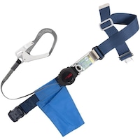 藤井電工 TSUYORON 胴ベルト型墜落制止用器具(巻取タイプ)ロック機構付き ワン・ハンドリトライト 紺 Lサイズ 幅50MM×長さ1400MM ワンタッチバックル仕様