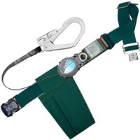 藤井電工 TSUYORON 胴ベルト型墜落制止用器具(巻取タイプ)ロック機構付き 2WAYリトライト 青緑 Mサイズ 幅50MM×長さ1200MM ワンタッチバックル仕様