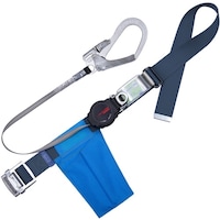 藤井電工 TSUYORON 胴ベルト型墜落制止用器具(巻取タイプ)ロック機構付き ワン・ハンドリトラ 紺 Lサイズ 幅50MM×長さ1400MM