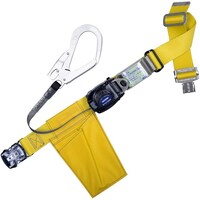 藤井電工 TSUYORON 胴ベルト型墜落制止用器具(巻取タイプ)ロック機構なし リトライト 黄 Mサイズ 幅50MM×長さ1200MM ワンタッチバックル仕様