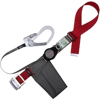 藤井電工 TSUYORON 胴ベルト型墜落制止用器具(巻取タイプ)ロック機構付き ワン・ハンドリトラ 赤 Lサイズ 幅50MM×長さ1400MM