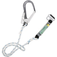 藤井電工 TSUYORON 胴ベルト型墜落制止用器具用ランヤード(ロープタイプ)三つ打ちロープ ショックアブソーバ+B環FL68・フックFS93 D環止めなし