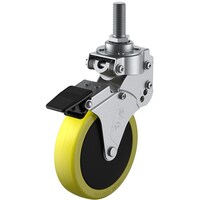 ユーエイキャスター ユーエイ ねじ込み式 自在 クッションキャスター 帯電防止ウレタン 車輪径100mm ストッパー付き SKYタイプ SKYTS型 ネジ寸法M16×40ピッチ2