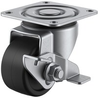 ユーエイキャスター ユーエイ プレート式 自在 ステンレス低床キャスター モノマーキャストナイロン 車輪径50mm ストッパー付き Hタイプ SUSHGS型 取付寸法50×50
