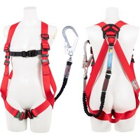 藤井電工 TSUYORON 小町ハーネス シングルランヤード付き 伸縮式ノビロン(BK) 赤 SSサイズ TH509NV93SVOTRSSR23B 1本