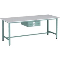 トラスコ中山 TRUSCO 軽荷重作業台(300kg)AE型 1800X750XH740 薄型2段引出し付 グリーン色 RAE1800UDC2 1台