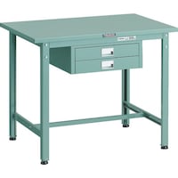 トラスコ中山 TRUSCO 軽荷重作業台(300kg)AE型 900X600XH740 薄型2段引出し付 グリーン色 SAE0960UDC2 1台
