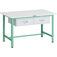 トラスコ中山 TRUSCO 軽荷重作業台(300kg)AE型 1200X750XH740 2列引出し付 ヤンググリーン色 RAE1200FL2YG 1台