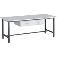 トラスコ中山 TRUSCO 軽荷重作業台(300kg)AE型 1800X750XH740 2列引出し付 ダークグレー色 RAE1800FL2DG 1台