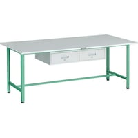 トラスコ中山 TRUSCO 軽荷重作業台(300kg)AE型 1800X900XH740 2列引出し付 ヤンググリーン色 RAE1809FL2YG 1台