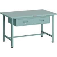 トラスコ中山 TRUSCO 軽荷重作業台(300kg)AE型 1200X750XH740 2列引出し付 グリーン色 SAE1200FL2 1台